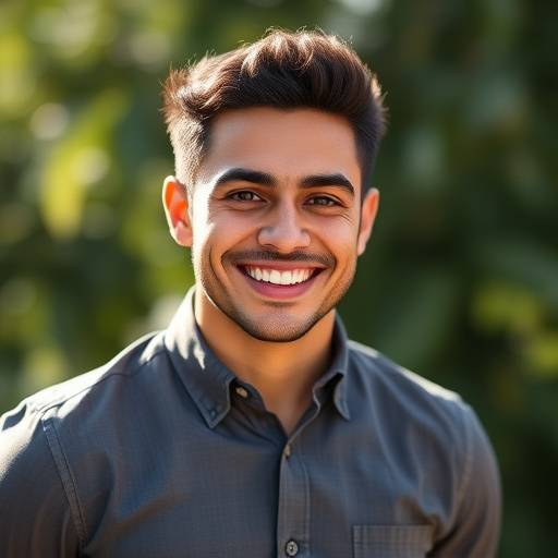 Foto de Roberto Silva, sorrindo e vestindo uma camisa profissional.